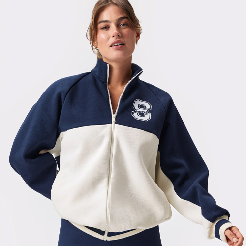 Blåvit sweatshirt med dragkedja